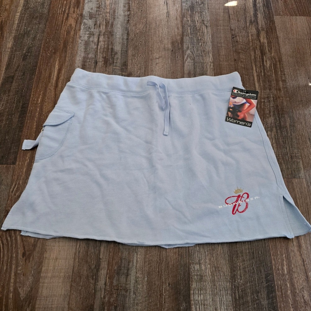 Champion Budweiser Skirt Women XL Light Blue Cargo Pocket Y2K C5862149 NWT